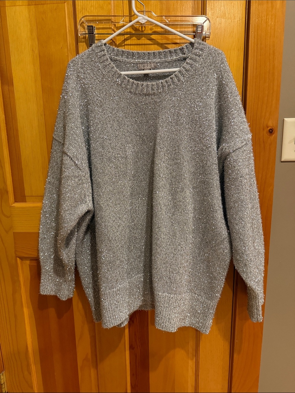 J. Crew Silver Sparkle Crewneck Sweater size XXL